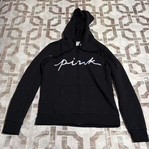 Victoria's Secret PINK Black Logo Full Zip-up Sweatshirt, Size XS
